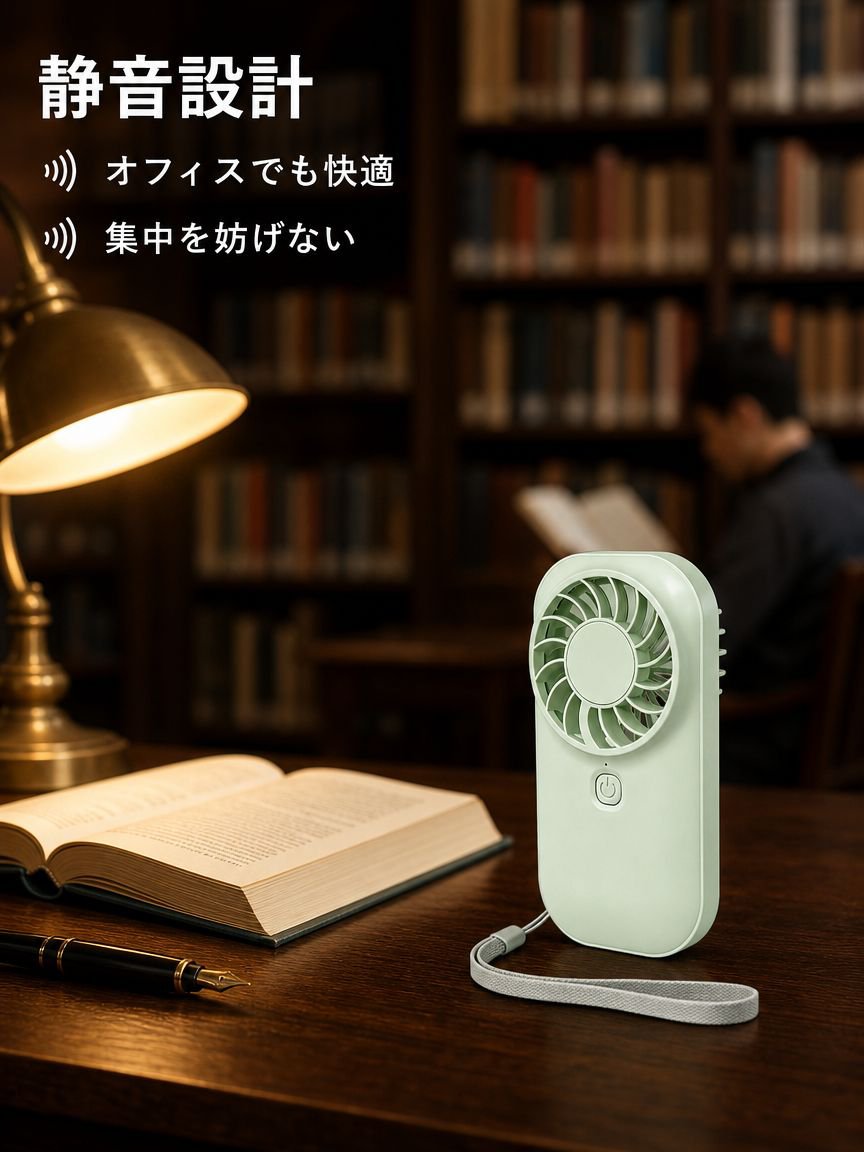 長時間バッテリー静音携帯ミニファン