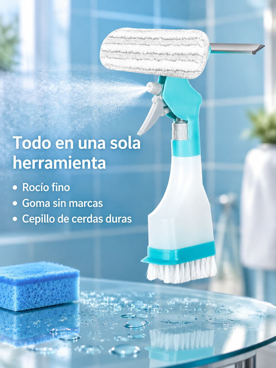 Cepillo de limpieza de cristales potente 3 en 1