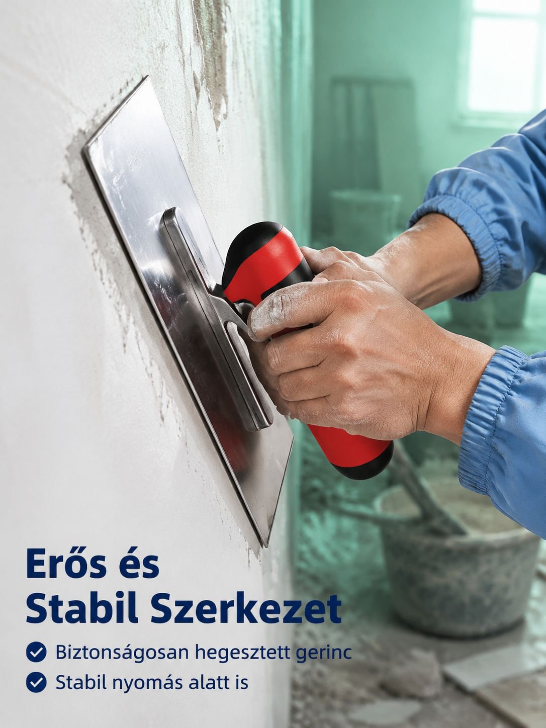 Glettvas használat közben vakoláson