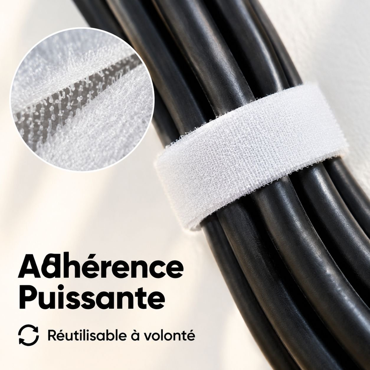 Sangles Serre-Câbles Auto-Agrippantes Attaches Câbles Réutilisables pour Bureau PC