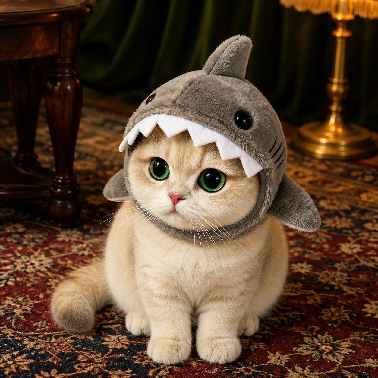 Pet headband, cat and shark, winter warm plush puppy hat, cute cartoon headband