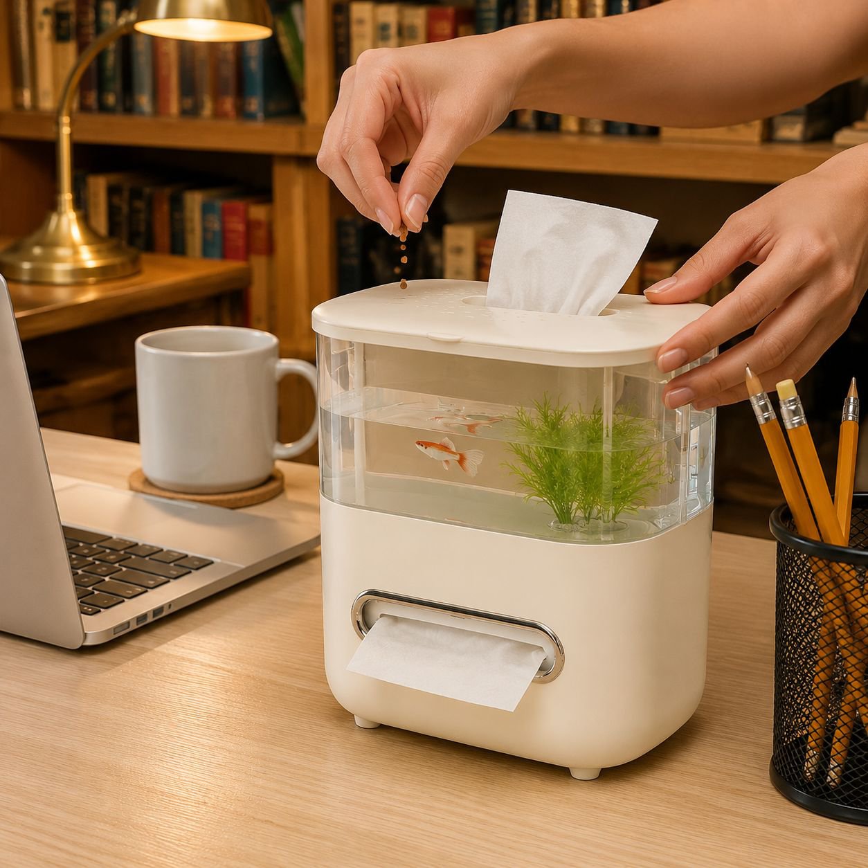 Double-Layer Large Tissue Holder installed in aquarium