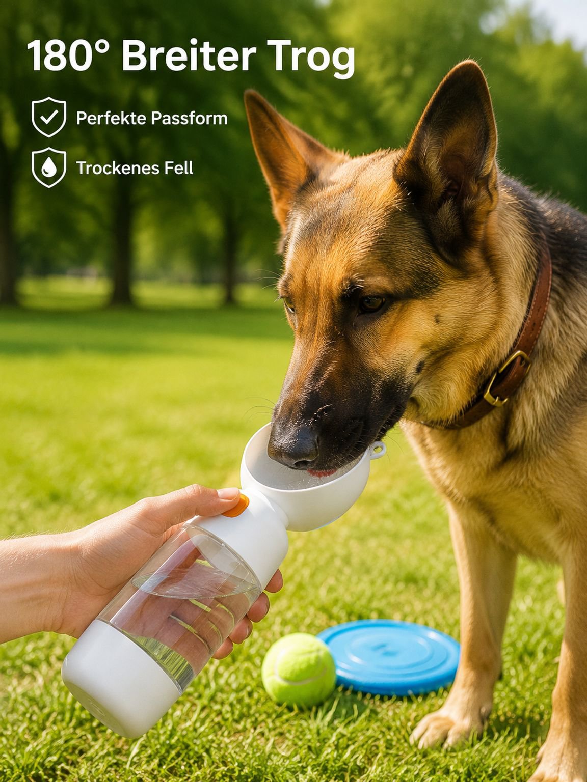 Tragbare Outdoor-Wasserflasche für Hunde mit Futteraufbewahrung