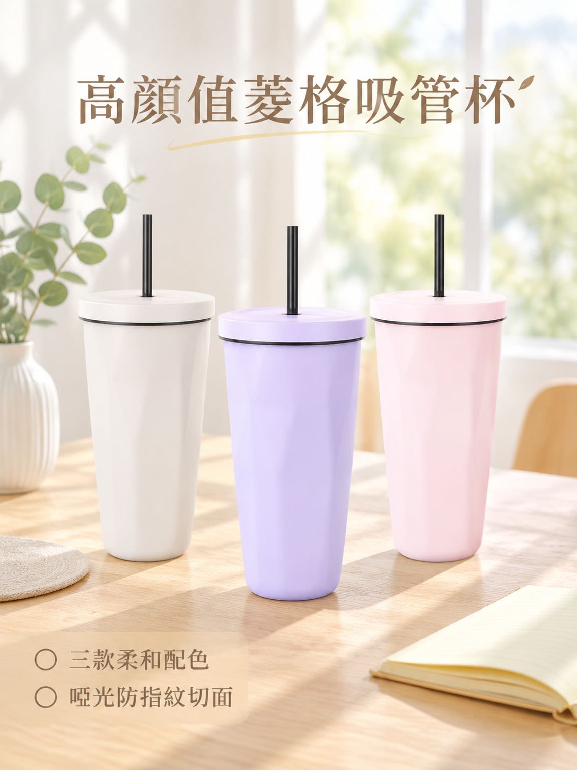 菱形戶外隨手吸管杯