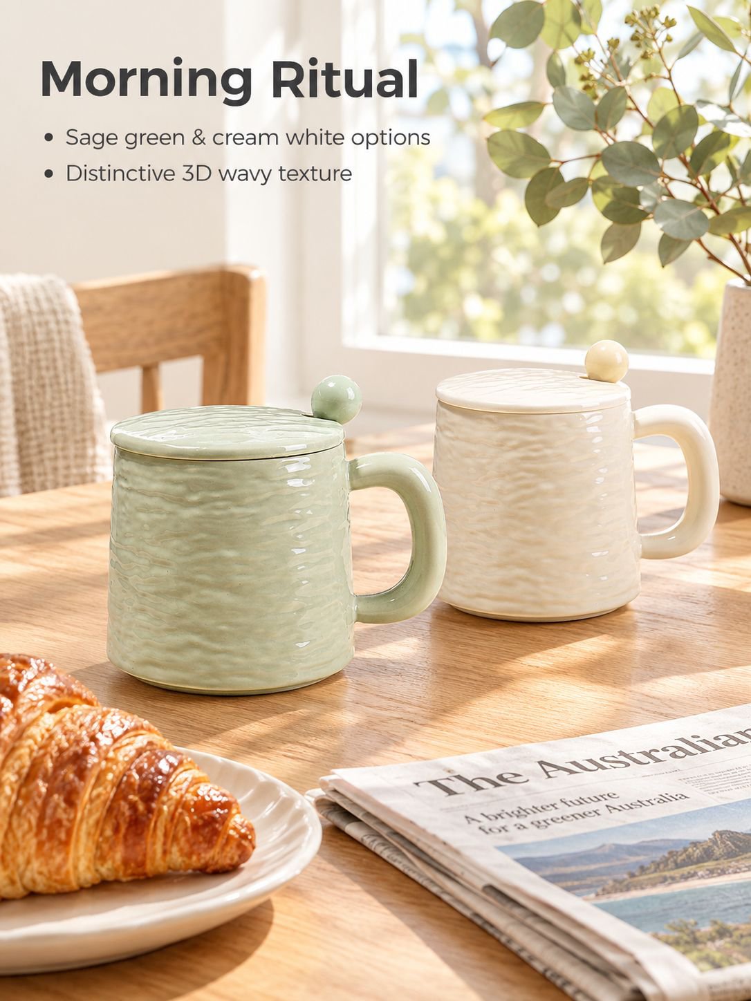 Front view of Large Ceramic Coffee Mug for home and office