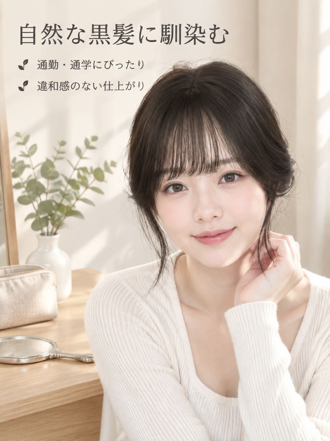 自然な仕上がりの面ファスナー式ウィッグ（女性用）