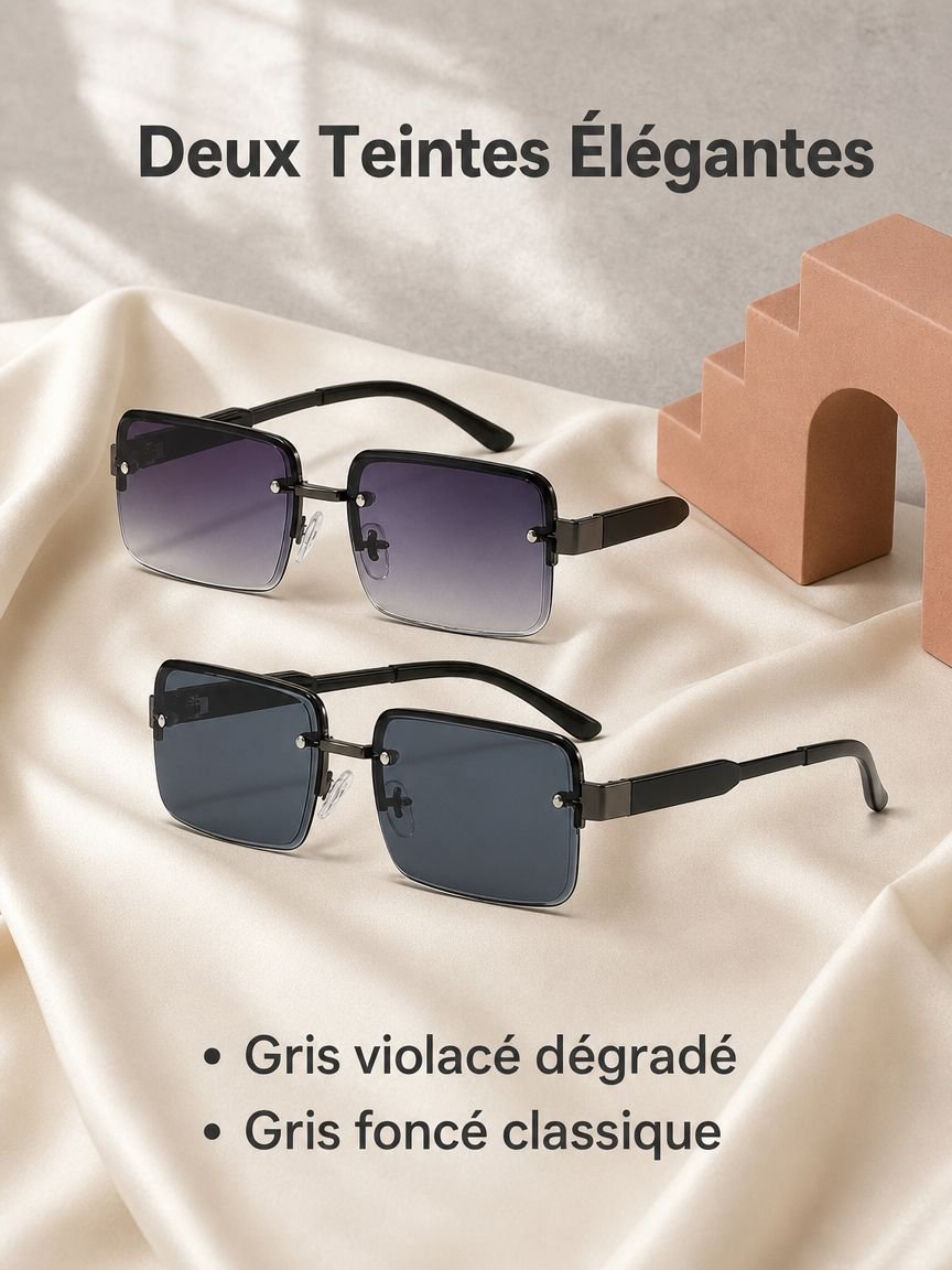 Lunettes de soleil vintage à demi-monture en métal