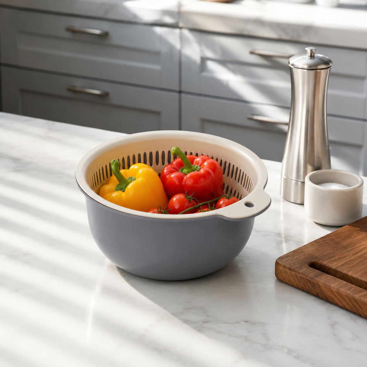 Doppeltes Abtropfkorb-Set, 6-teiliges Küchen-Set für Obst und Gemüse