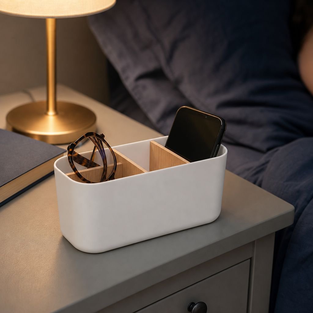 Bamboo Desktop Compartment Organizer Box