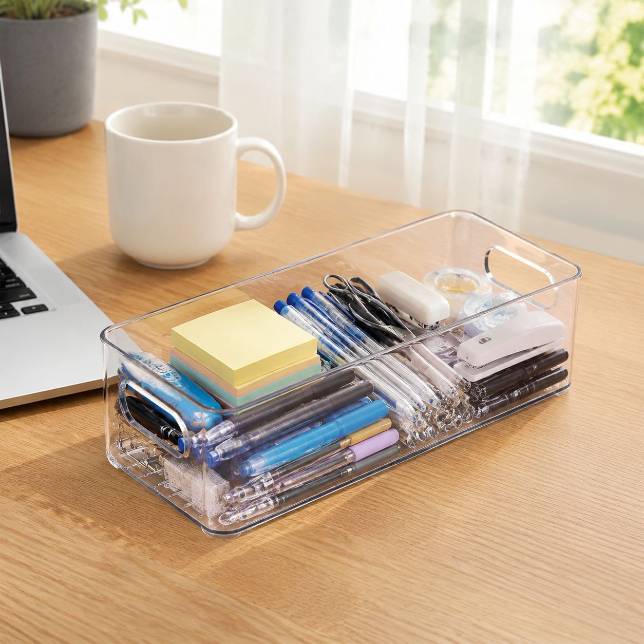 Multi-purpose Stationery and Socks Drawer Storage Box in white