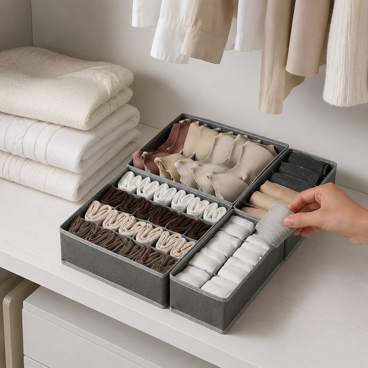 Household Non-woven Compartment Underwear Organizer, Drawer Storage Box