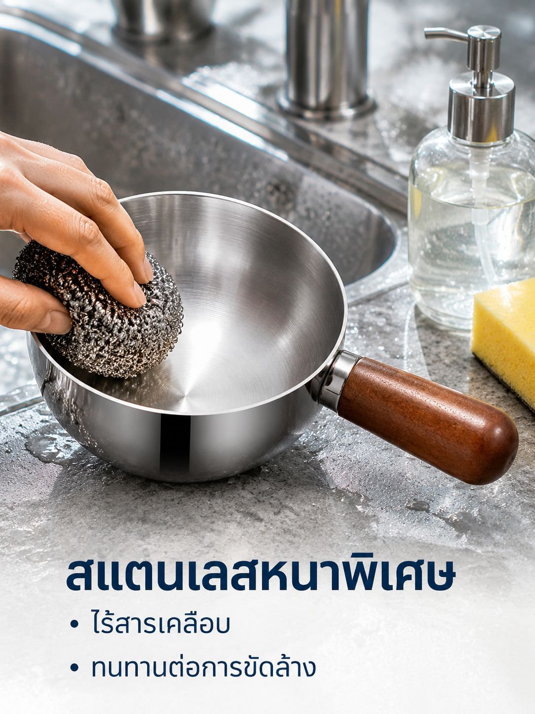 หม้อต้มน้ำนมสเตนเลสขนาดเล็ก แบบหนา ไม่เคลือบผิว