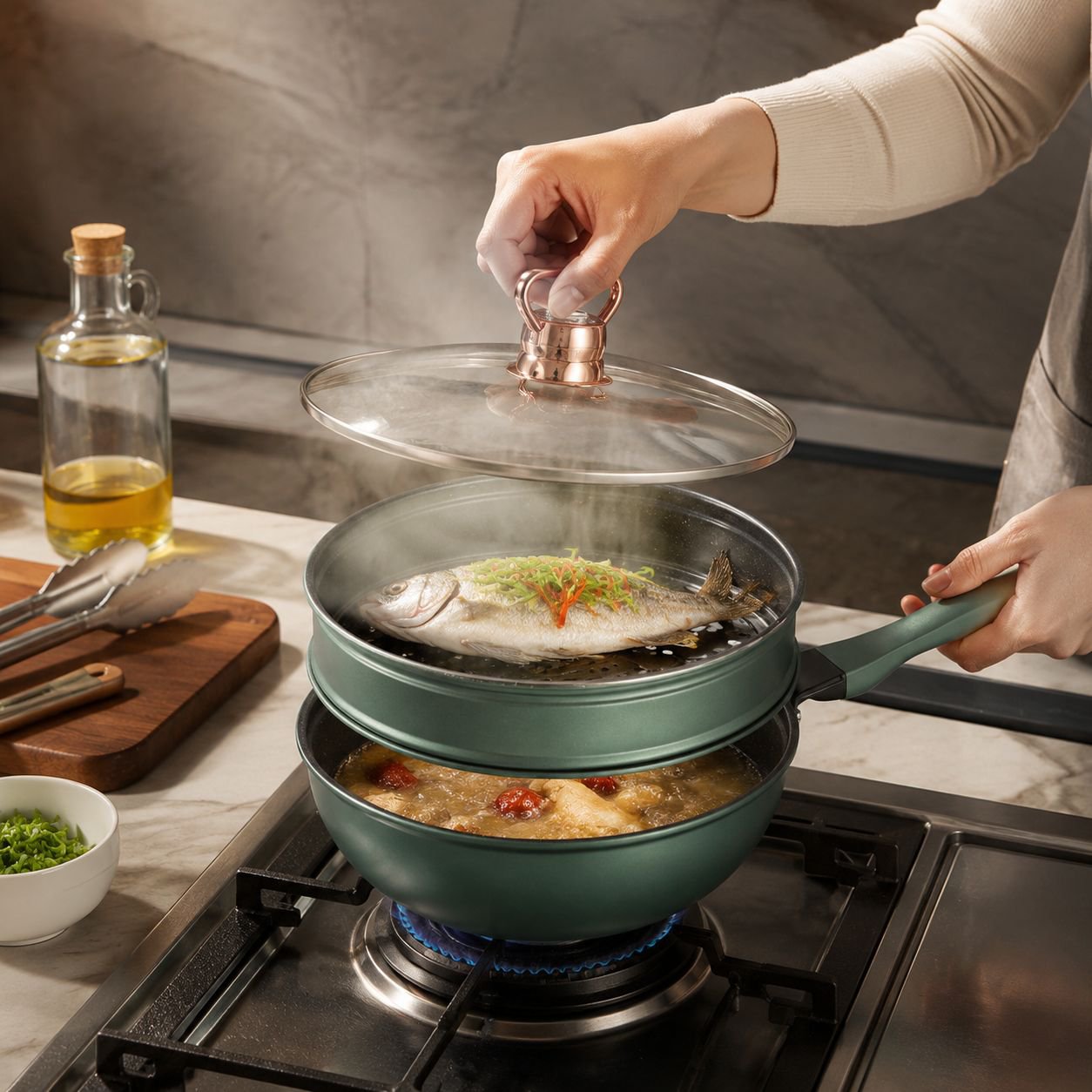 Multi-functional Maifan Stone Nonstick Skillet