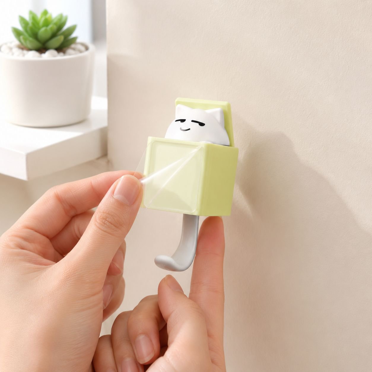 Lindo gancho para gato, gancho de pared telescópico, gancho de pared multiusos, adhesivo sin daños, 