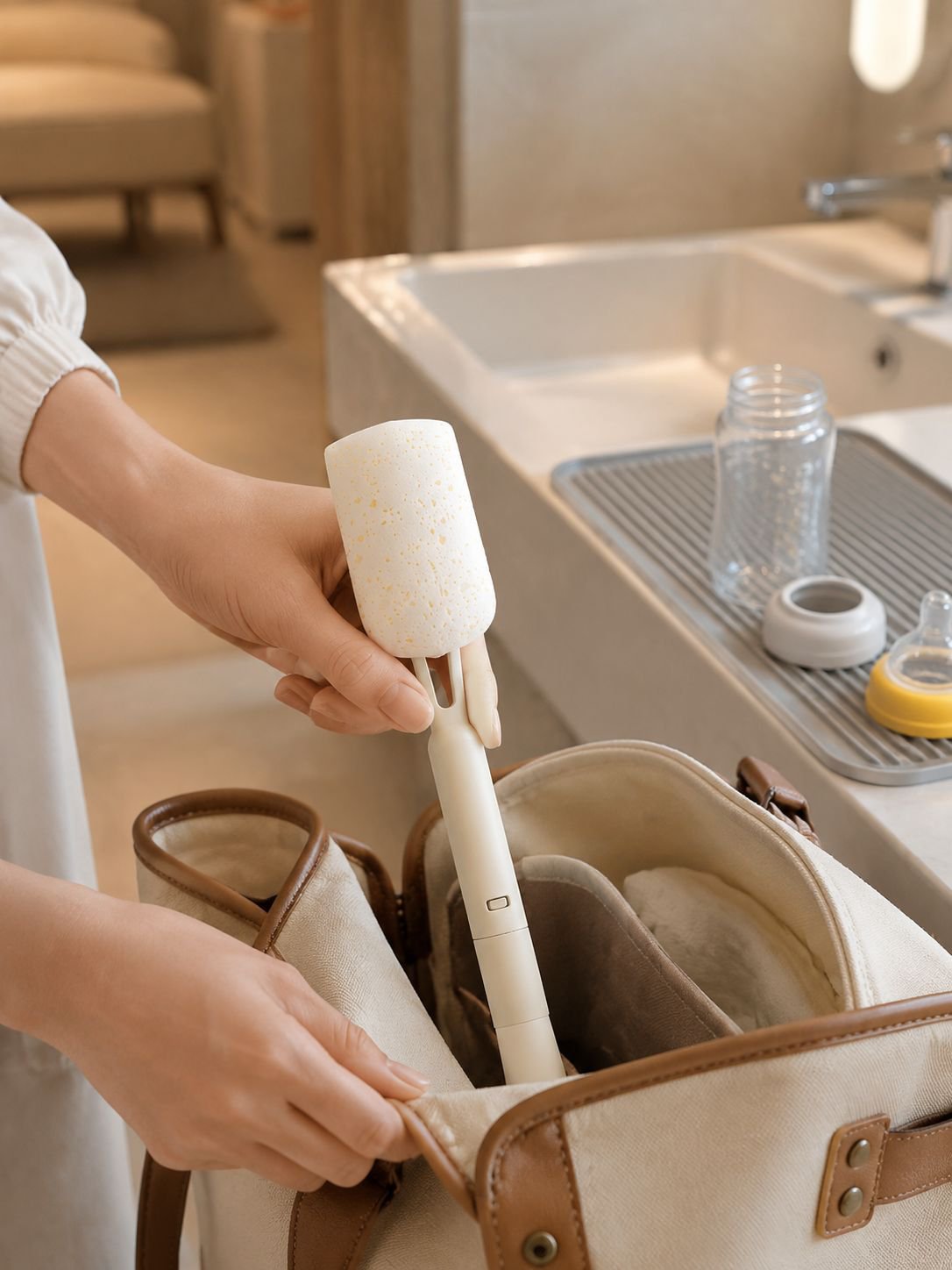 Kit portátil de limpieza para biberones y chupetes de bebé