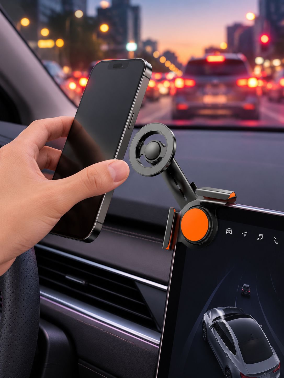 Easy install magnetic car phone holder