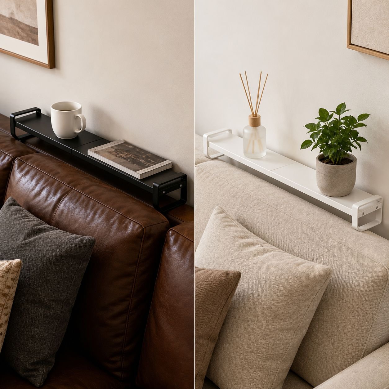 Versatile wall display shelf with photo frames