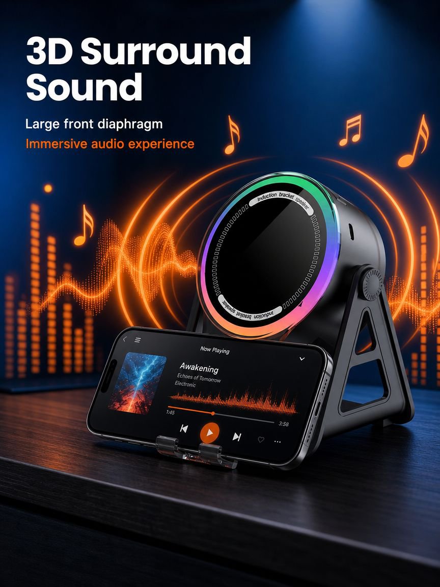 Portable Bluetooth audio stand with strong support