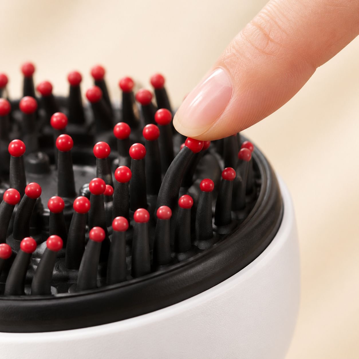 赤色LED光搭載のヘアマッサージブラシ