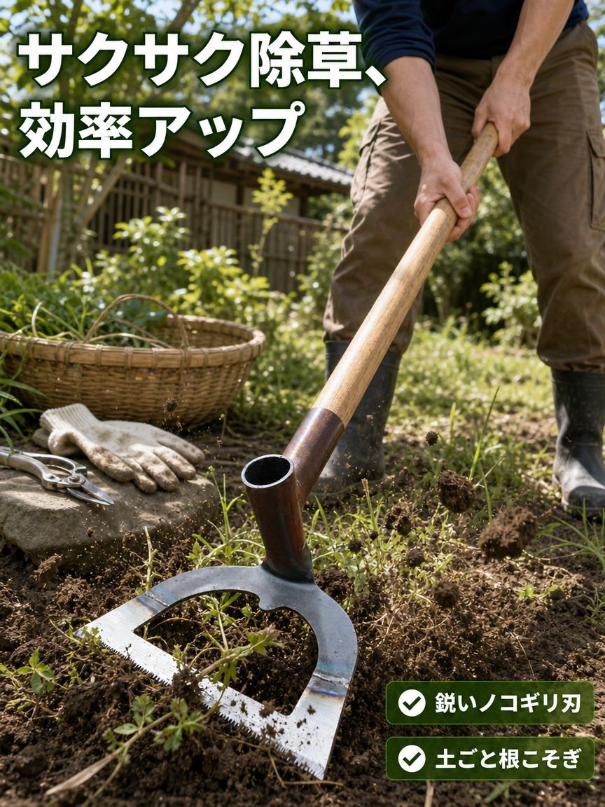 中空除草鍬、厚肉鋼製鋸刃鍬、除草ツール、農業用長柄鍬、大型全鋼鍬。