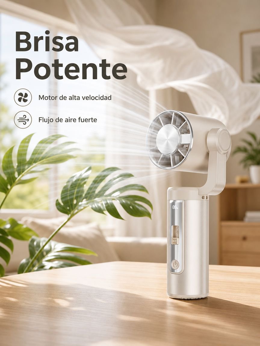 Ventilador portátil de mano, potente aire frío, enfriamiento instantáneo