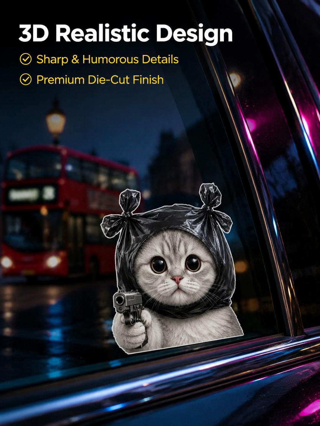 Bandit cat and dog car stickers, car window glass, electric vehicle decoration waterproof stickers