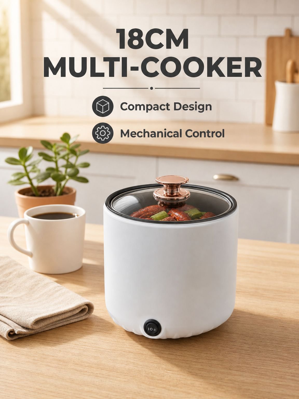 Hot Pot Porridge Rice Cooker, Two-Level Fire, Nonstick Inner Liner, Timer Function