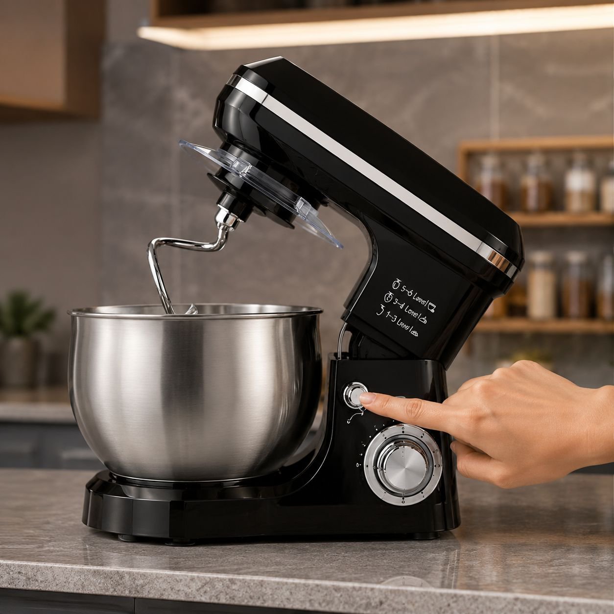 5.5L Large Capacity Multi-functional Mixer, Dough Kneading, Whisking, and Blending All-in-One