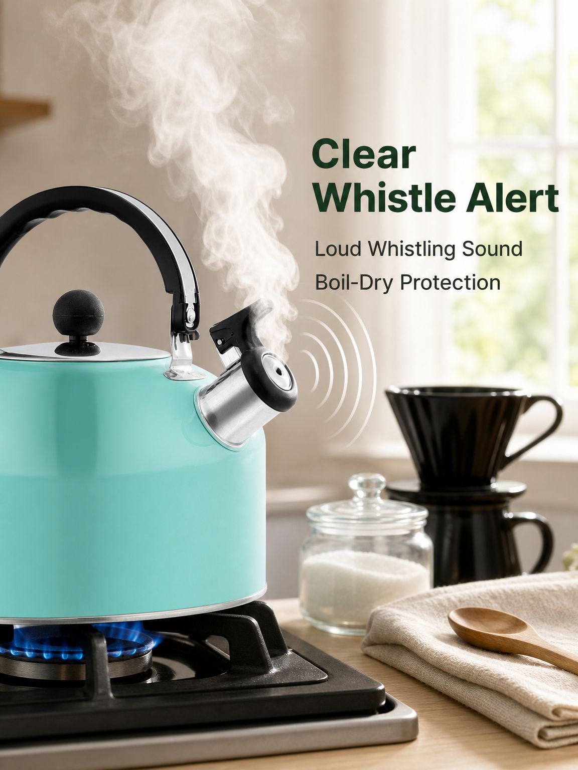 Flat-bottomed stainless steel kettle