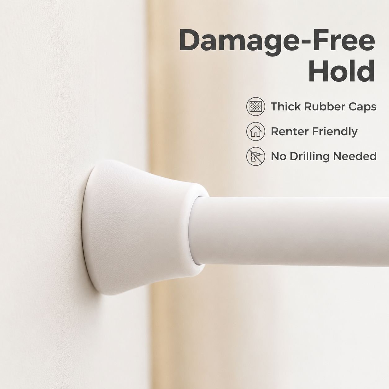 Thickened, drill-free fixed clothes drying rod and wardrobe support rod