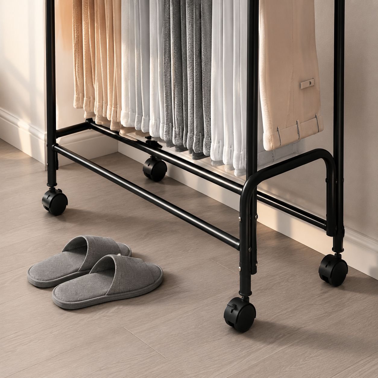Iron Base Movable Pants Organizer Rack