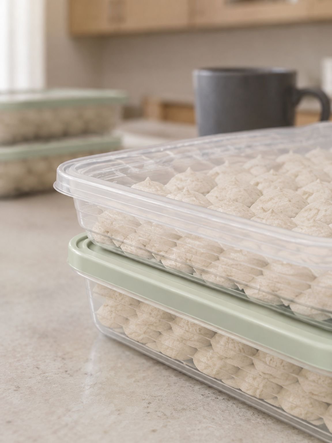 Wiederverwendbare Gefrierbox für Ravioli, Gyoza und Teigtaschen