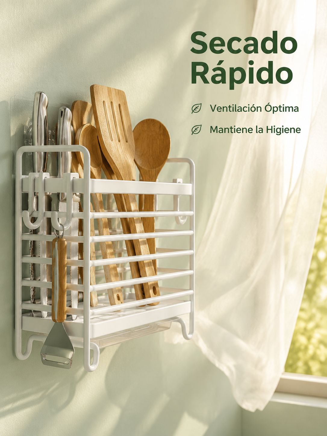 Cesta para palillos de cocina montada en la pared