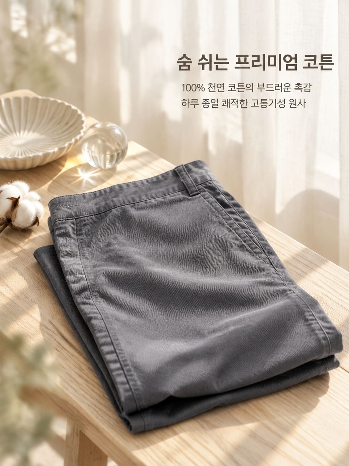 남성 순면 캐주얼 긴바지 봄 여름 얇은 루즈핏 일자 팬츠 편안한 데일리룩
