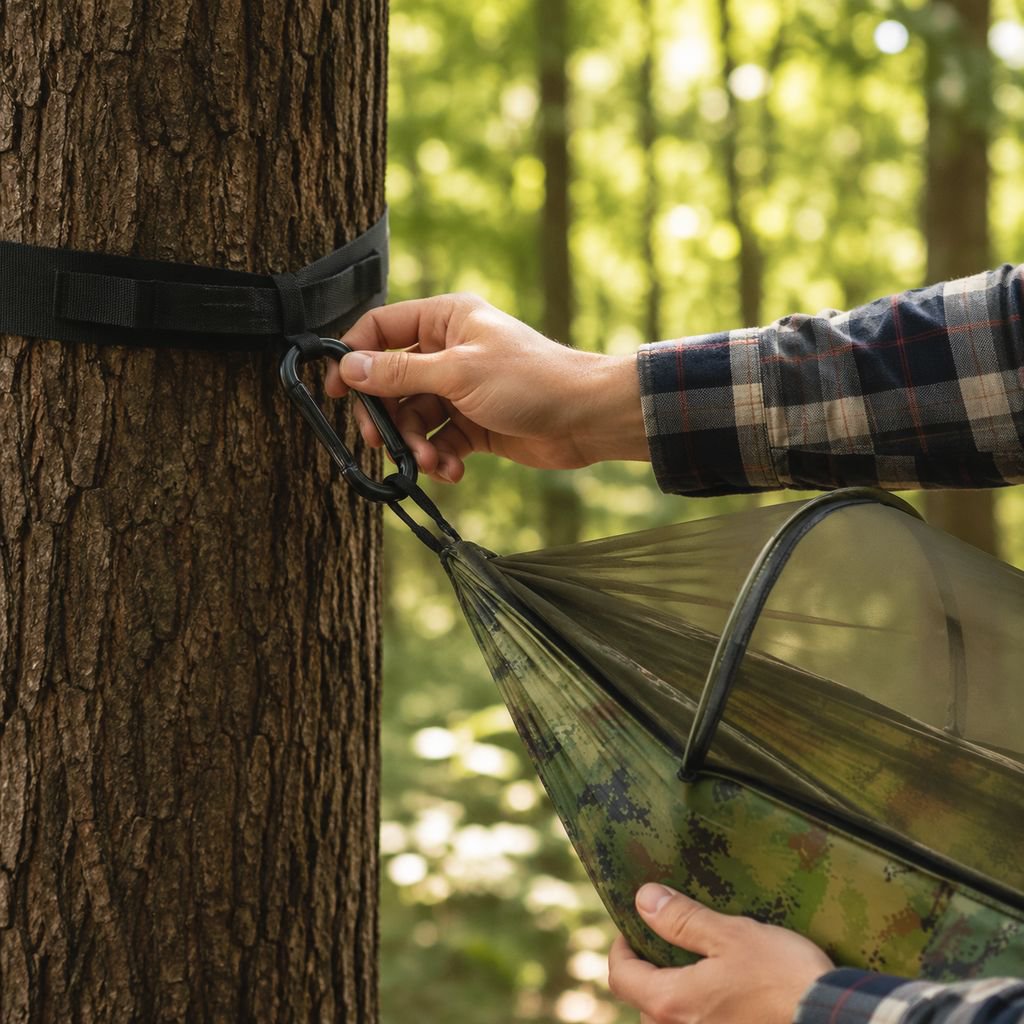 Outdoor hammock, quick-installation, automatic opening, mosquito-proof support, portable and durable