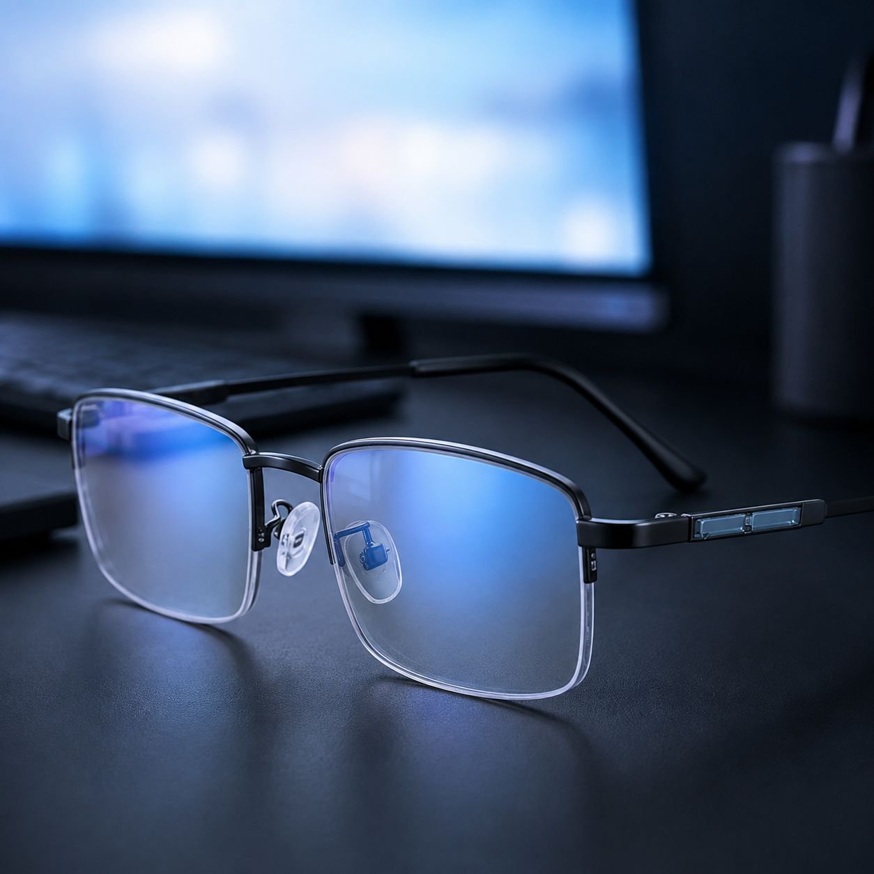 Smart Focus Myopia and Presbyopia Dual-use Glasses Anti-Blue Light HD Memory Titanium