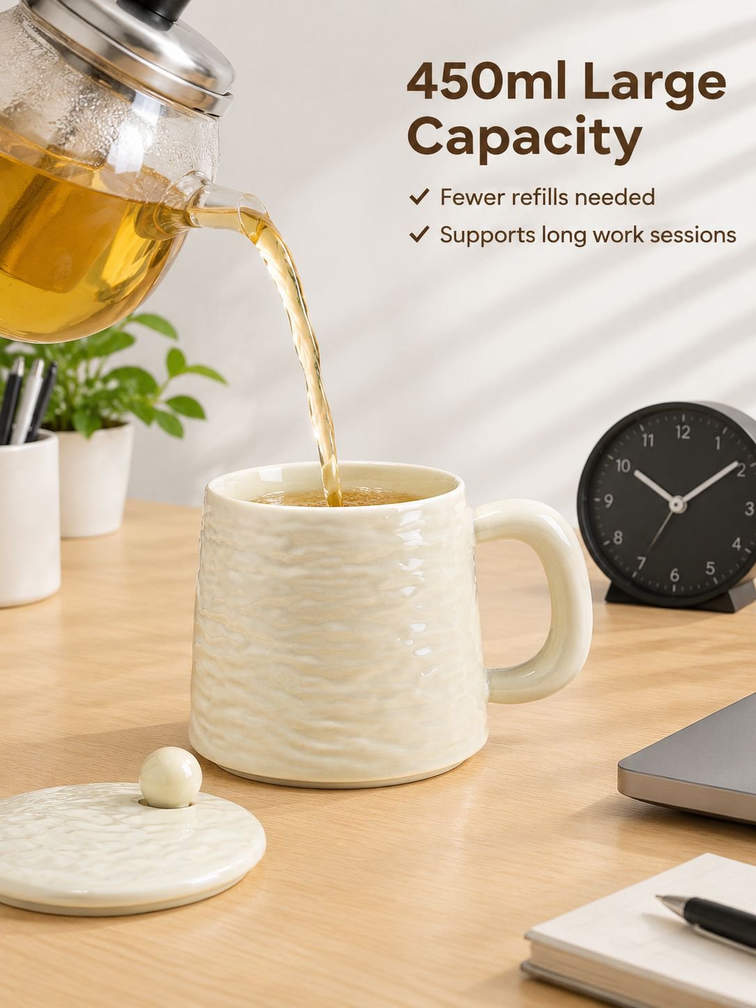 Top view showcasing spacious design of the ceramic coffee mug