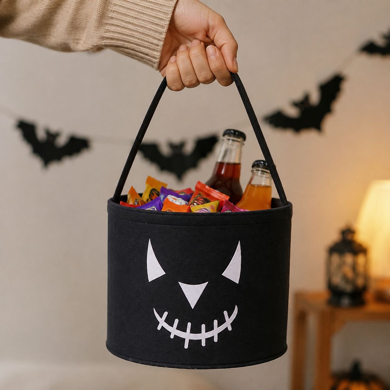 Trick or treat felt handbag storage basket