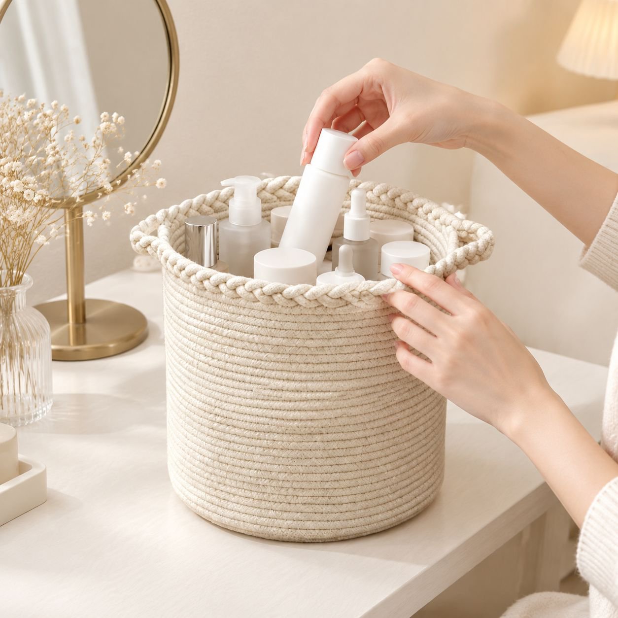다용도 코튼 짜임 바구니