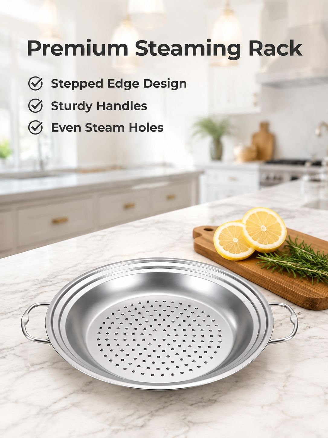 Stepped Universal Stainless Steel Steaming Tray