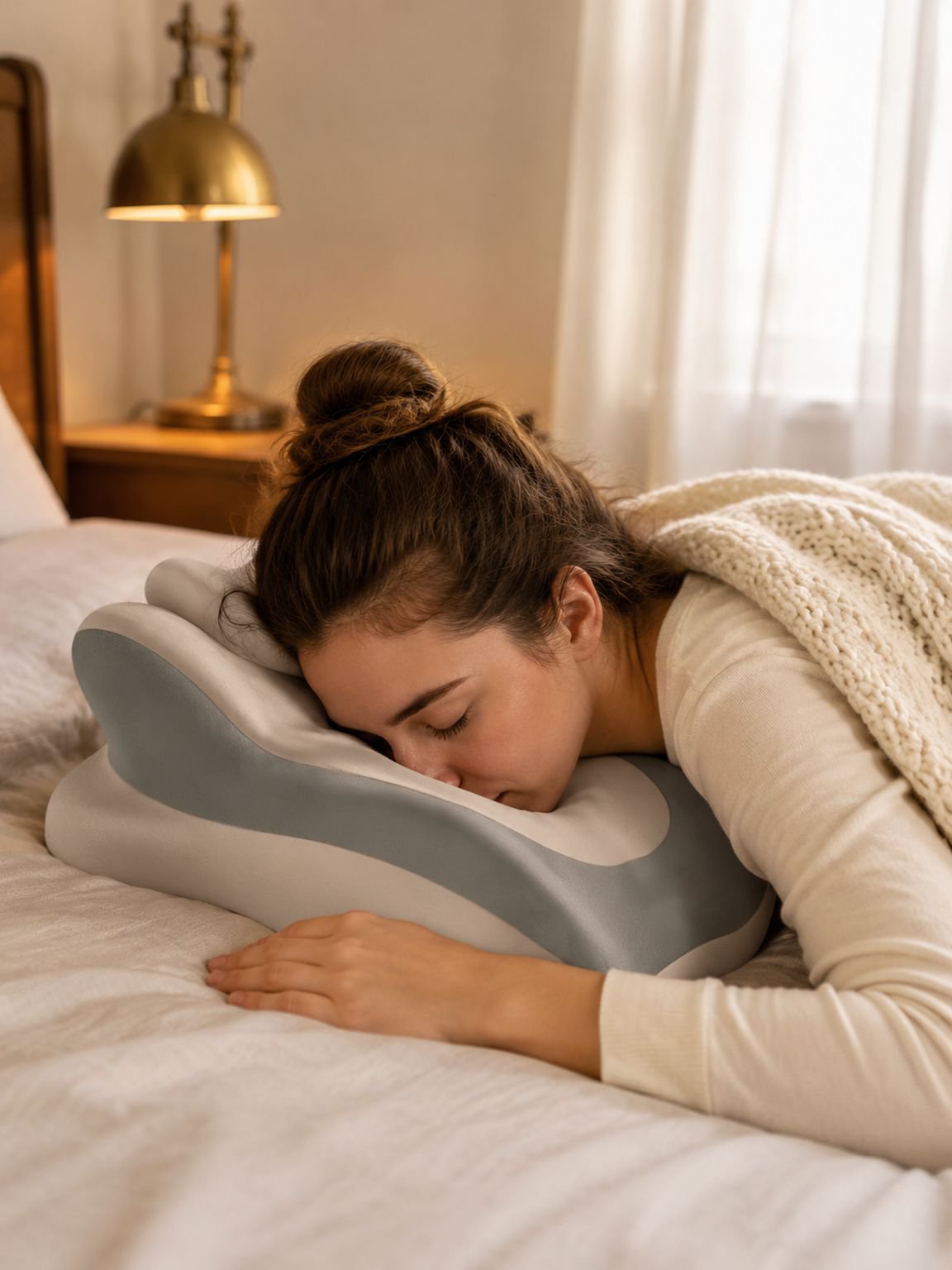 Memory foam headrest pillow for stomach sleepers, pressure relief pillow