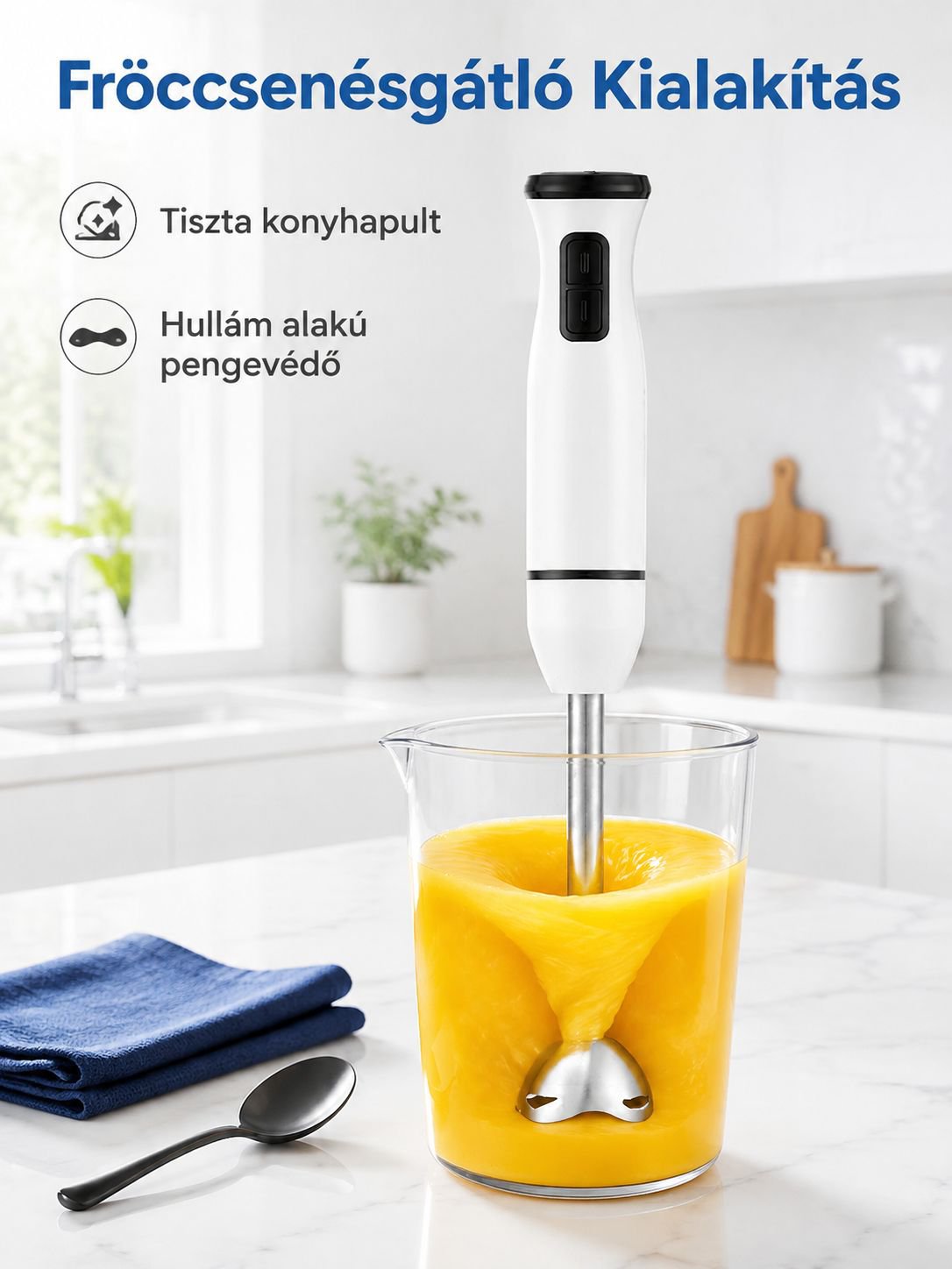 Erőteljes motorral rendelkező konyhai botmixer
