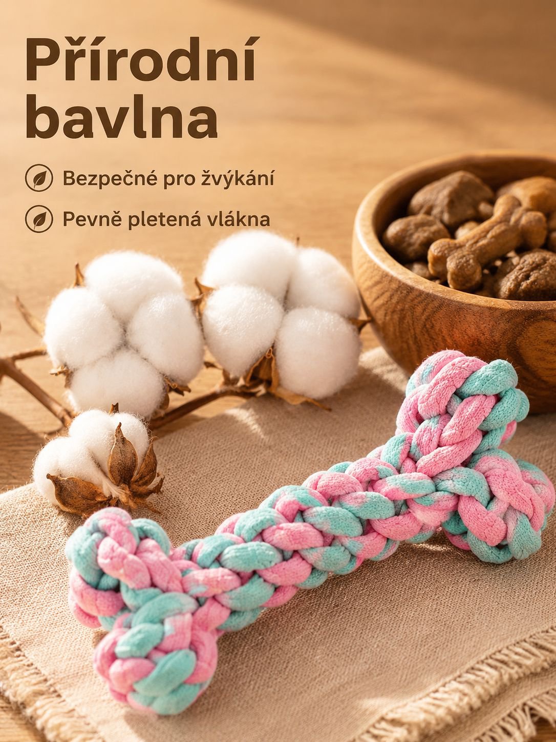 Hračka na kousání pro psy, čisticí bavlněné lano