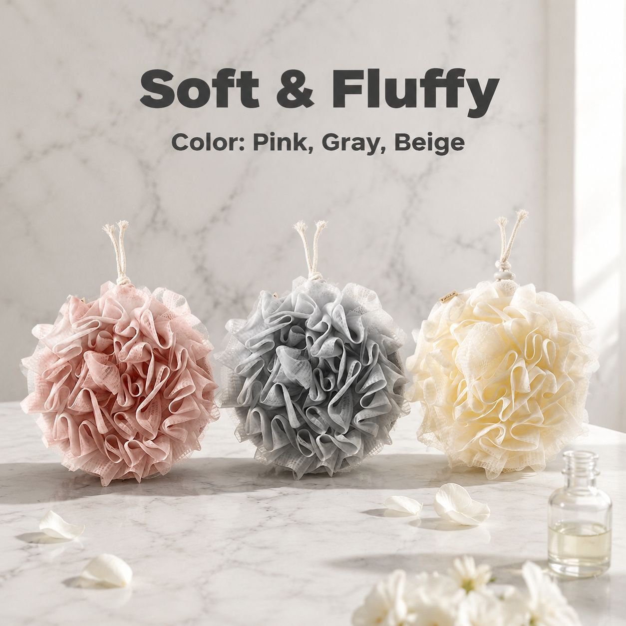 Drawstring bath ball foam net