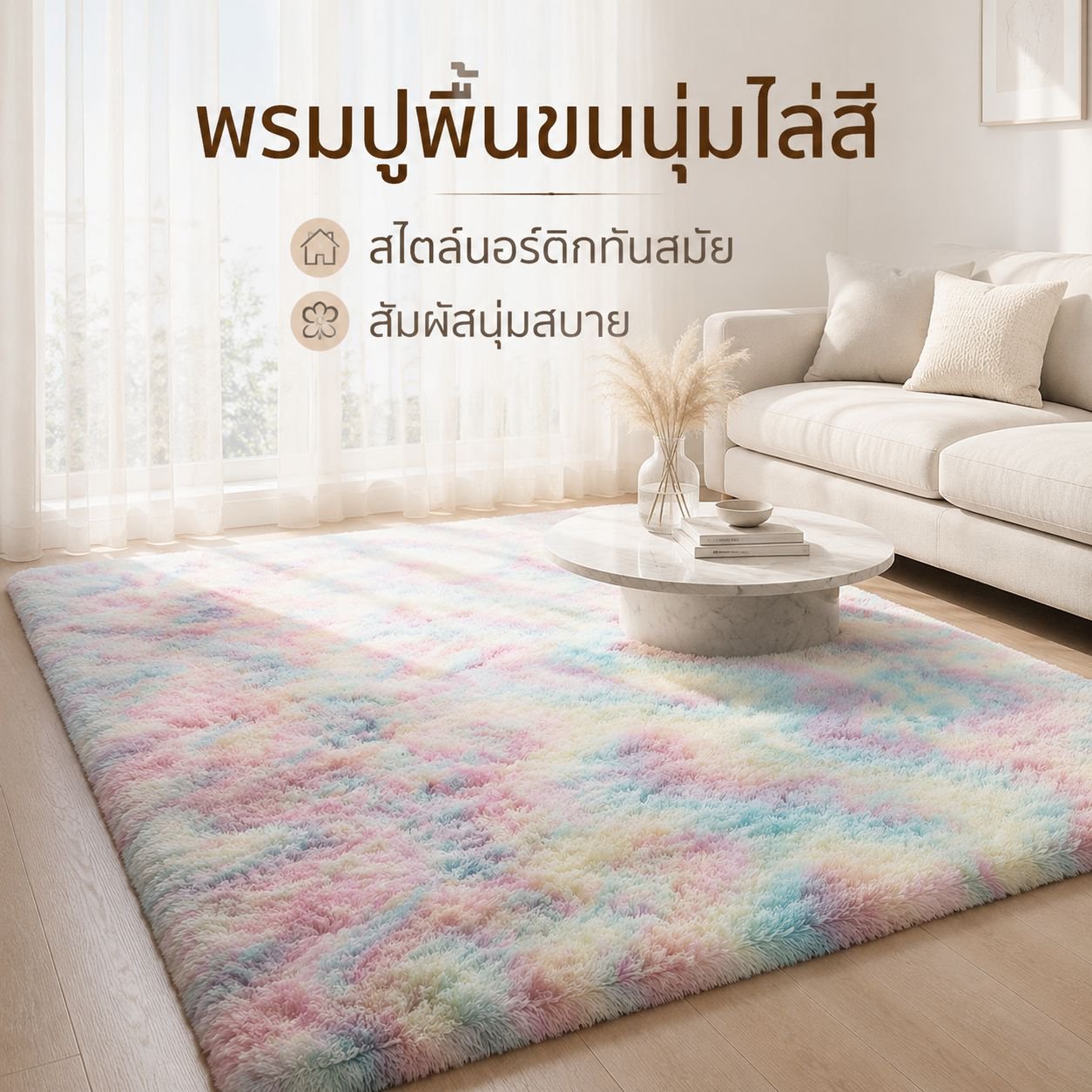 พรมปูพื้นนุ่มหนาพิเศษสำหรับใช้ในบ้าน