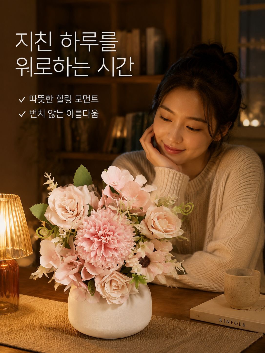 고급감 높은 모조 조화 꽃다발 완제품