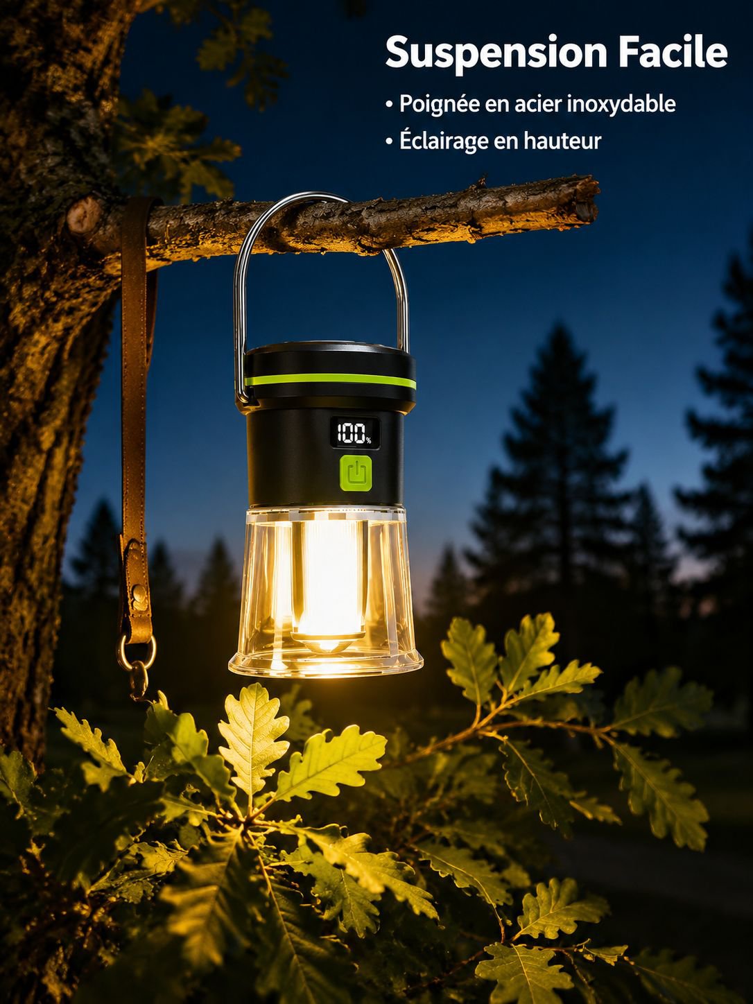 Nouvelle lampe de camping portable d'extérieur, rechargeable USB, lanterne de camp à main
