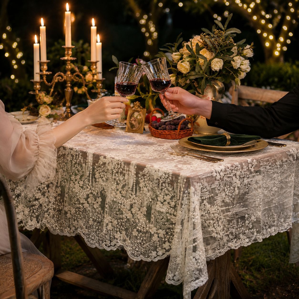 Lace embroidered tablecloth, organza high-end embroidered tablecloth