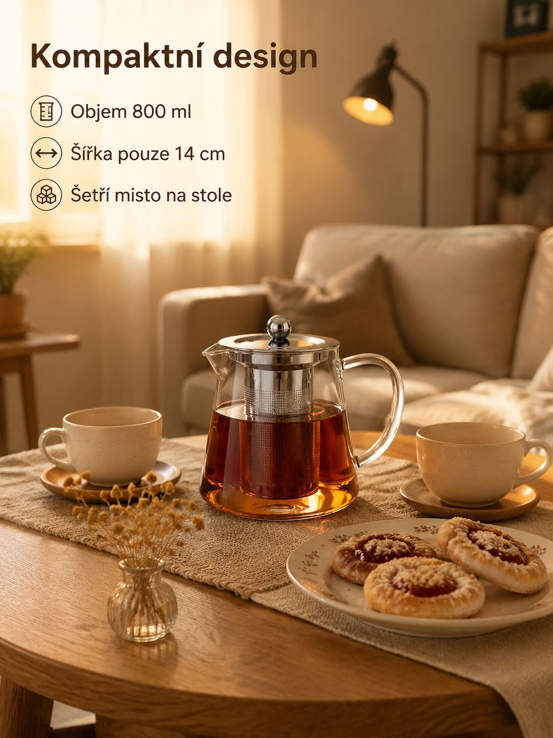 Tlustěná skleněná konvice na květiny