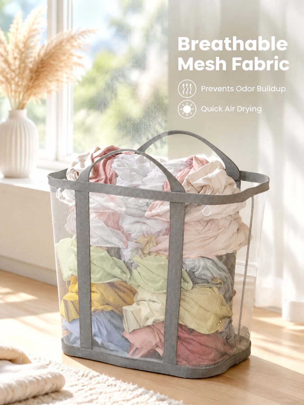 Large capacity foldable storage basket for dirty clothes